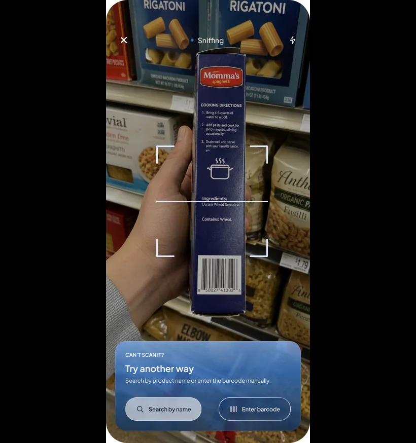 Chappie scanner identifying a product in a grocery store